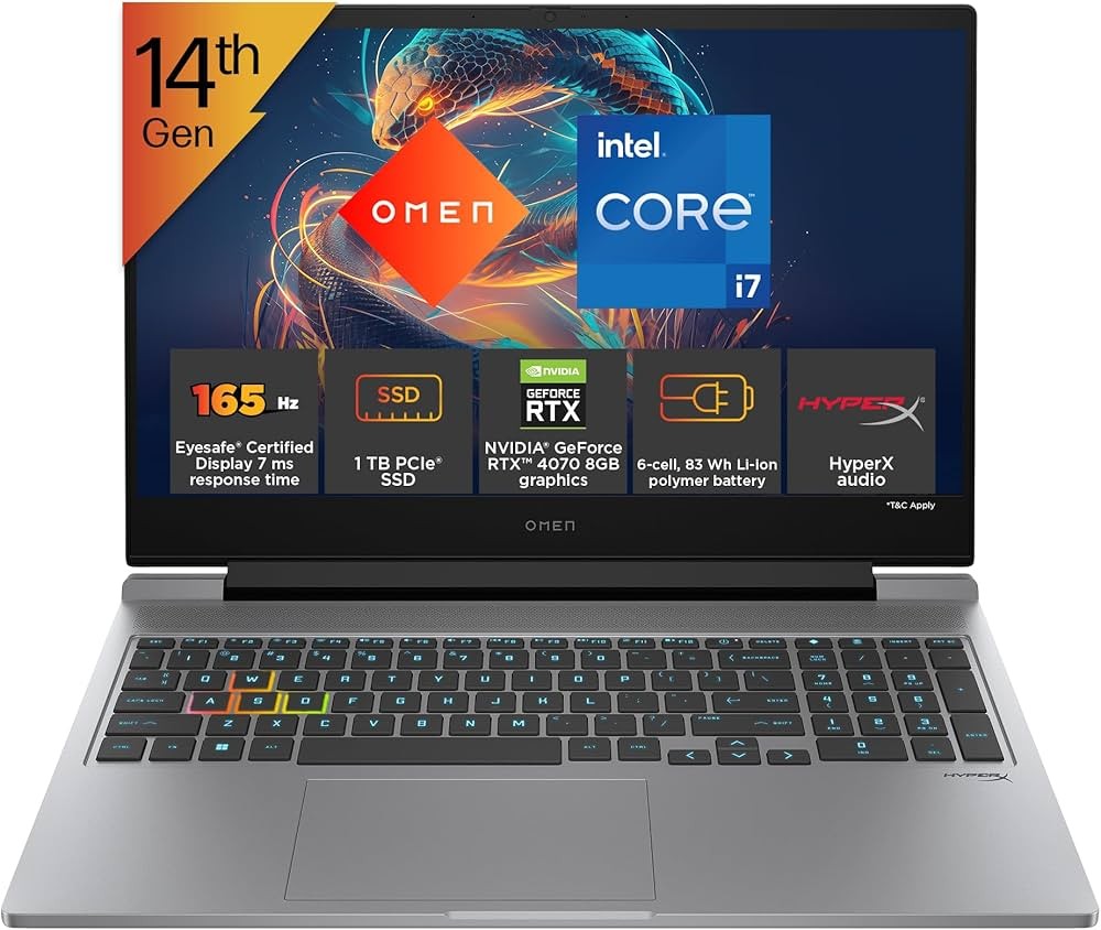 HP OMEN AE0003TX | i7-14700HX | RTX 4070 8GB | 16GB DDR5 | 1TB SSD
